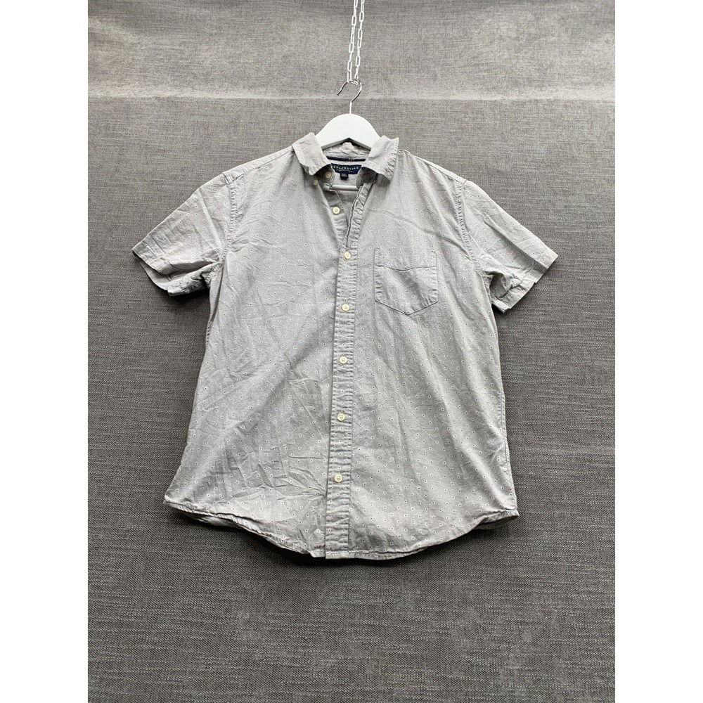 Aéropostale Shirt Mens Small Gray Cotton Floral Short Sleeve‎ Casual Button Down